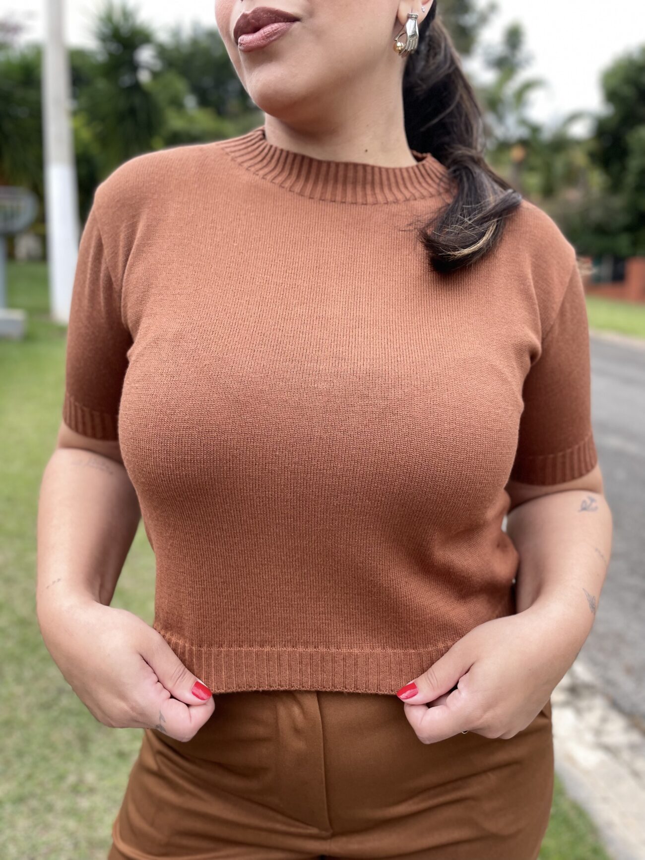 Blusa de lã Fabi - Terracota - Image 3
